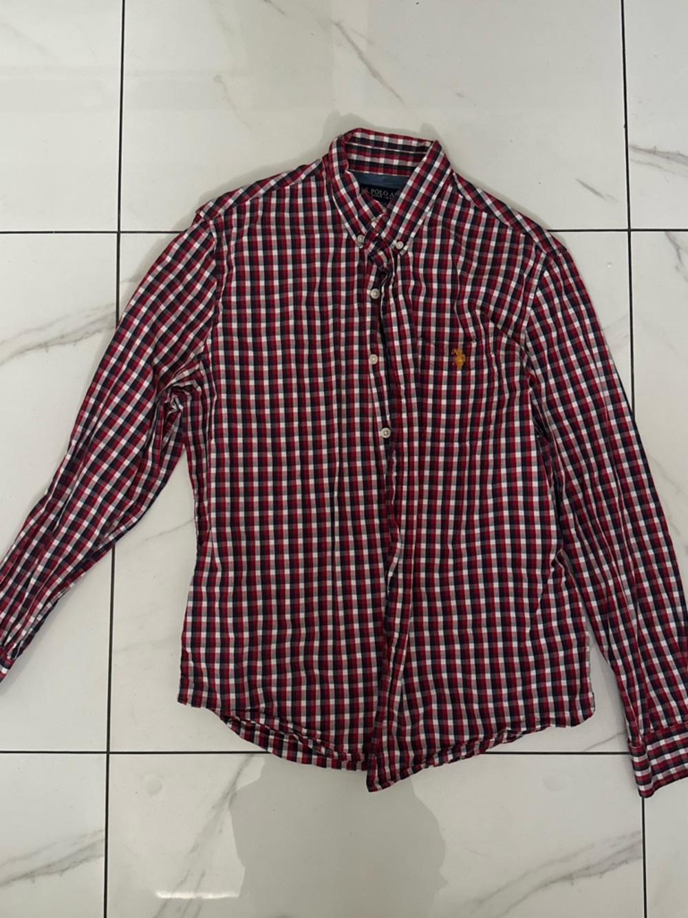 U.S. Polo Assn. Red and White Check Button-Down Shirt